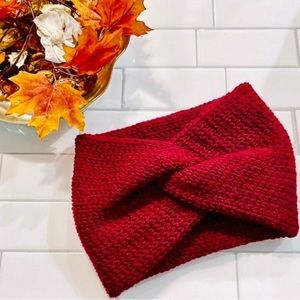 SOLD Burgundy Knit twisted Headband - Womens Ear warmer